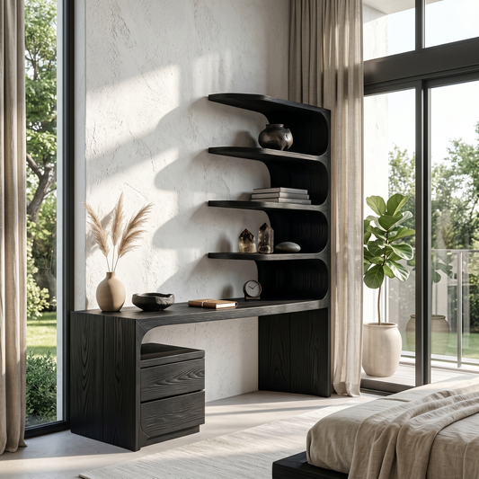 Scandinavian Writing Desk With Integrated Storage Hutch For Bedroom And Workspace