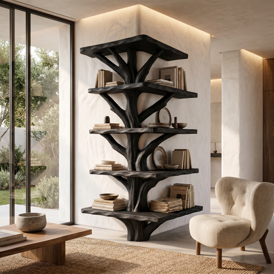 Organic Modern Tree Bookcase With Artistic Branch Frame For Home Office