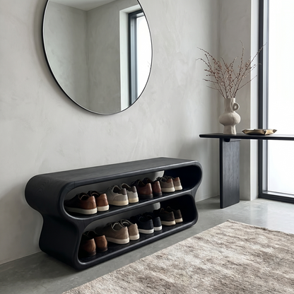 Contemporary Shoe Bench With Open Storage Compartments For Hallway