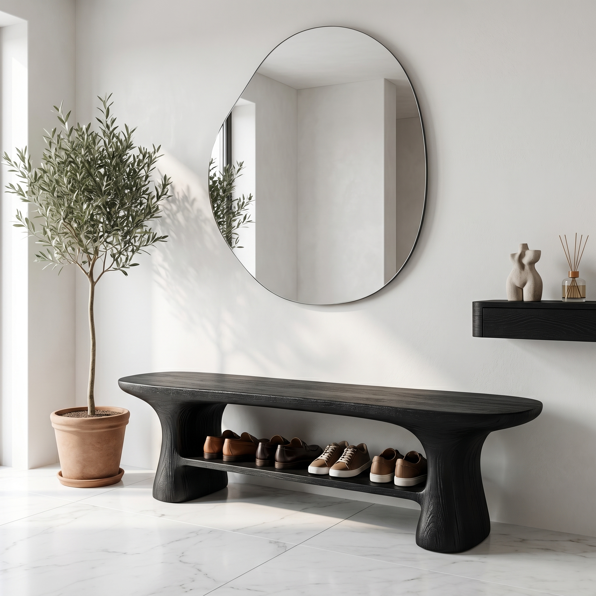 Modern Shoe Organizer Bench With Multi Tier Storage
