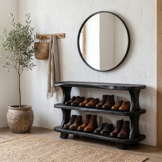 Modern Shoe Rack Sculptural Storage Design For Entryway