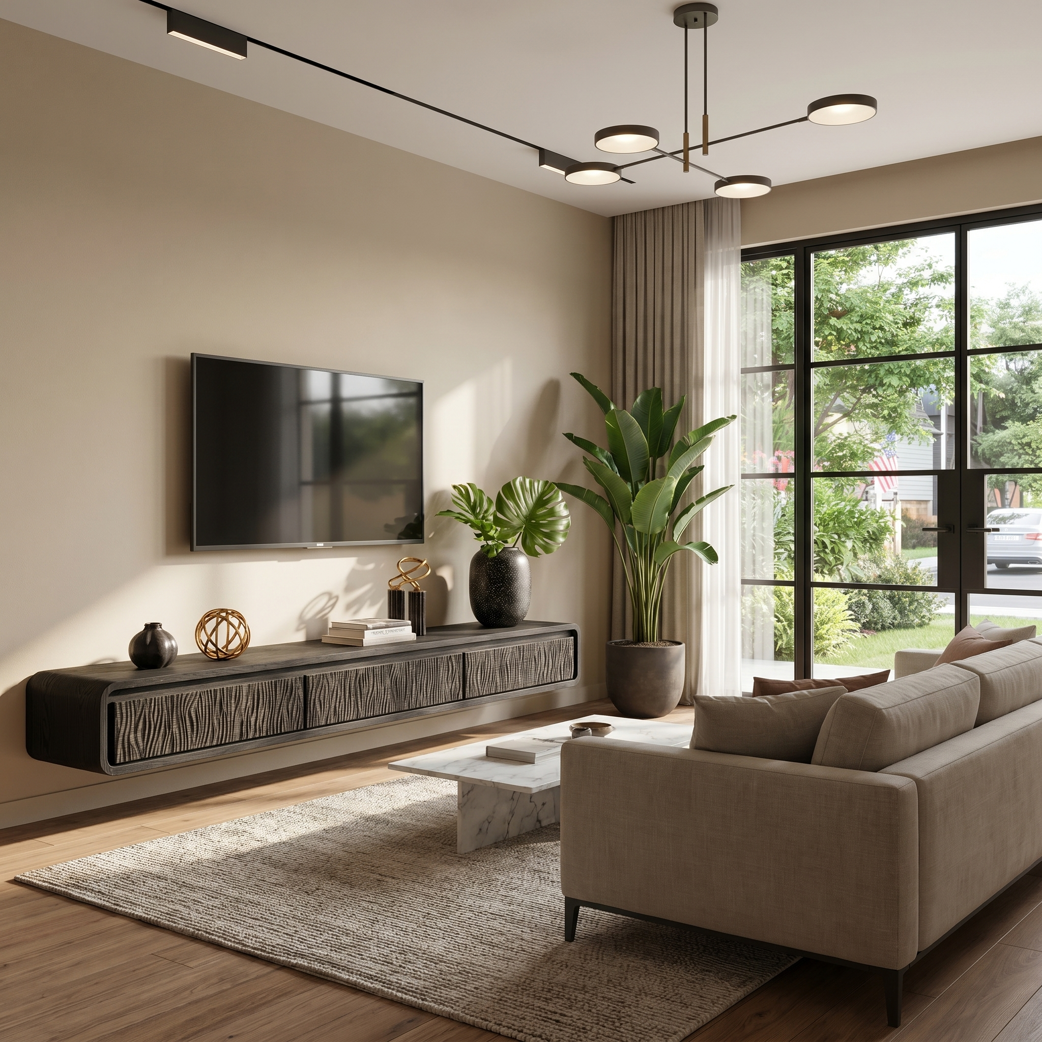 Organic Modern Wall Mounted TV Cabinet Living Room
