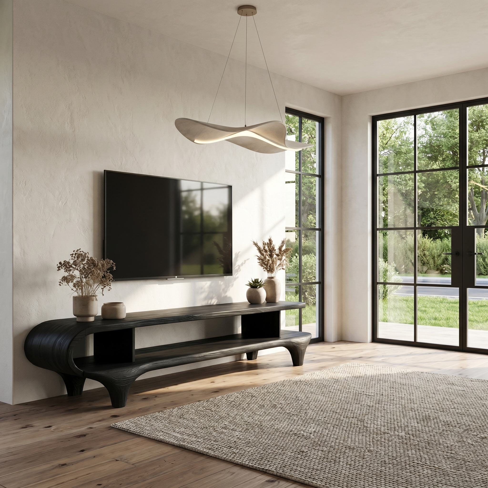 Contemporary TV Cabinet Organic Curved Framework For Living Room
