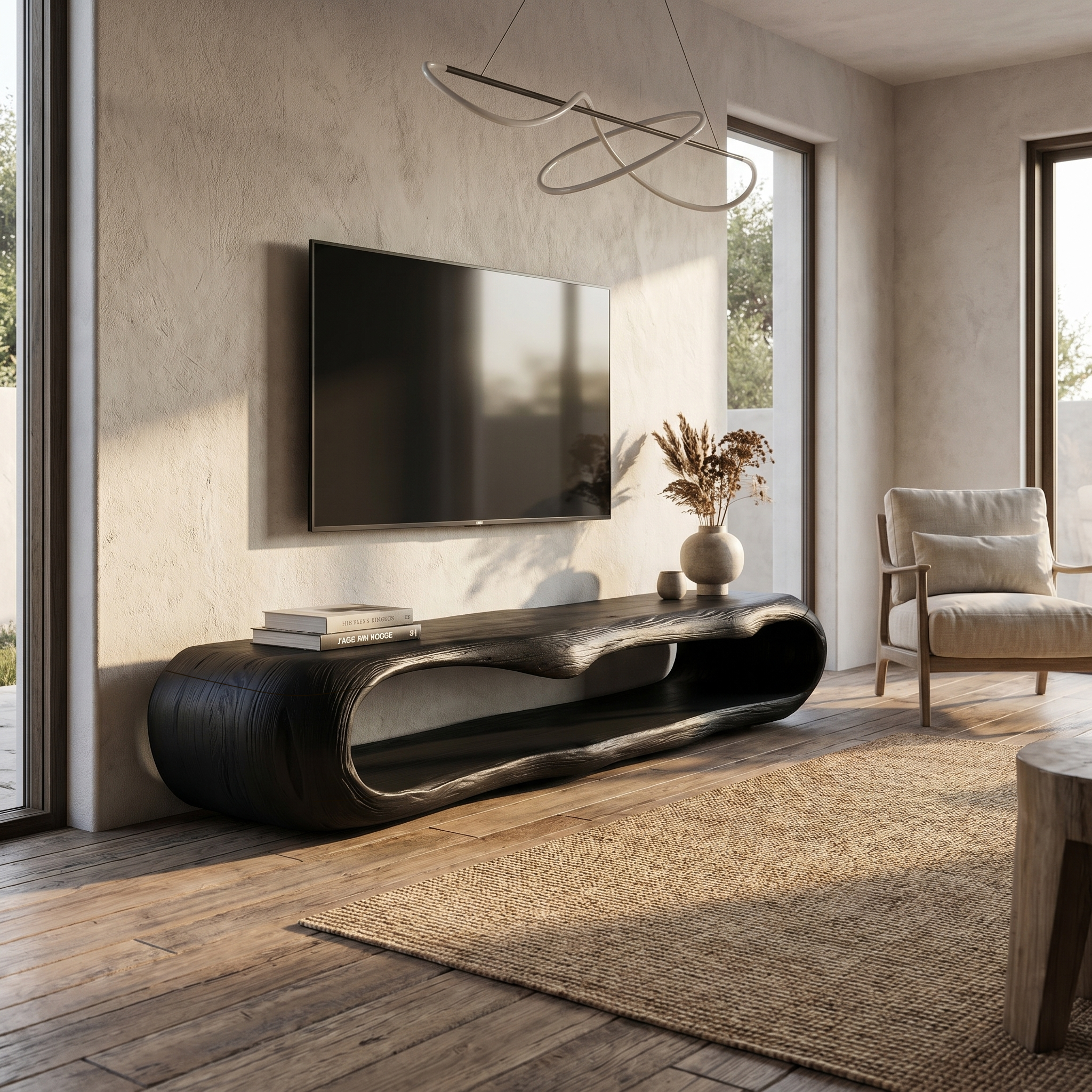 Sculptural TV Cabinet Nature Inspired Artistic Design For Living Room