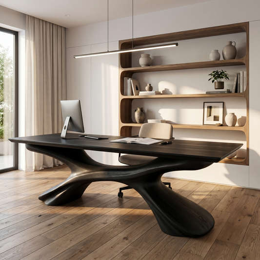 Modern Executive Desk Sculptural Design For Home Office Workspace