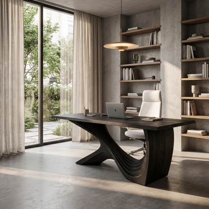 Organic Curved Base Desk Wooden Writing Desk For Home Office