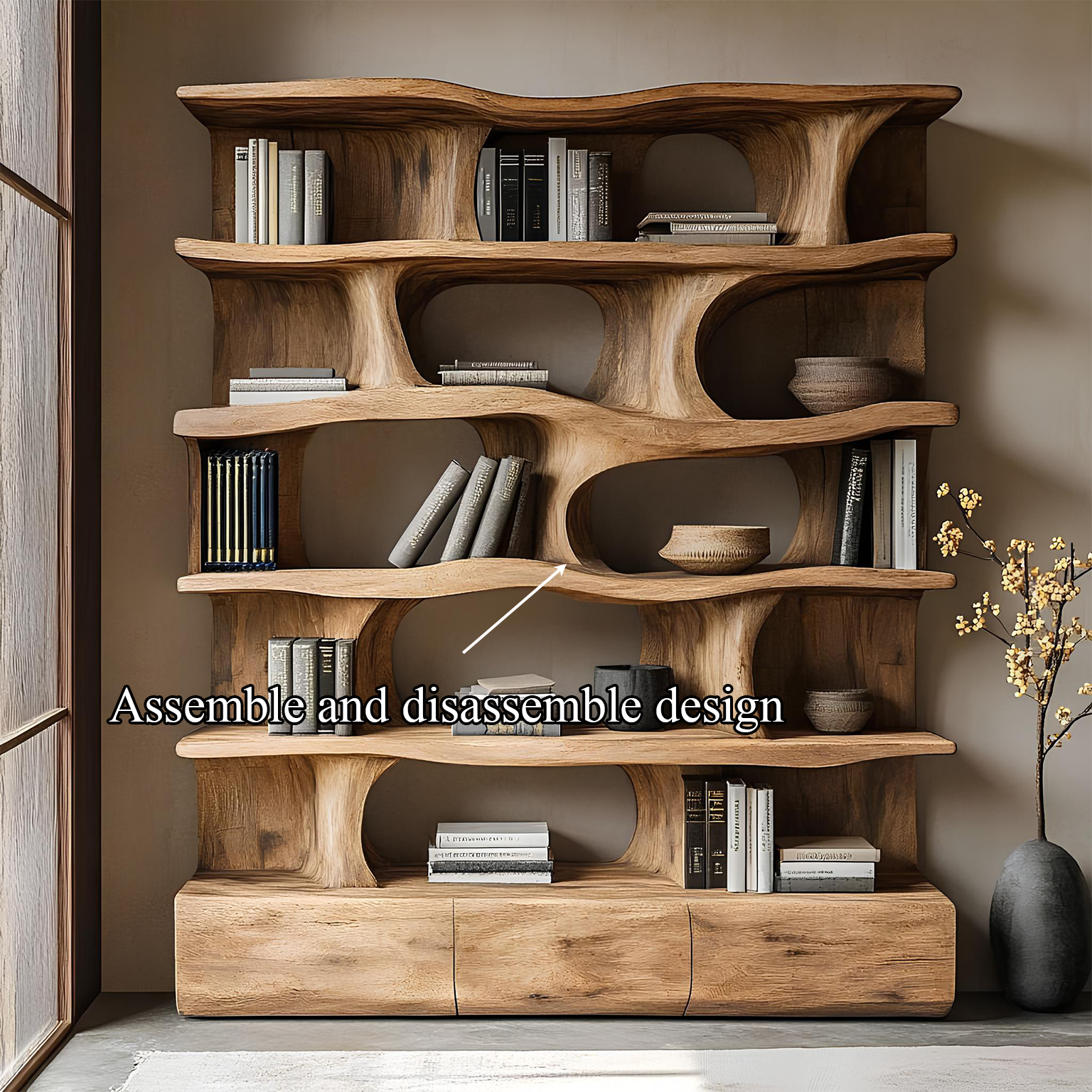 Modern Bookshelf Wall Storage Living Room