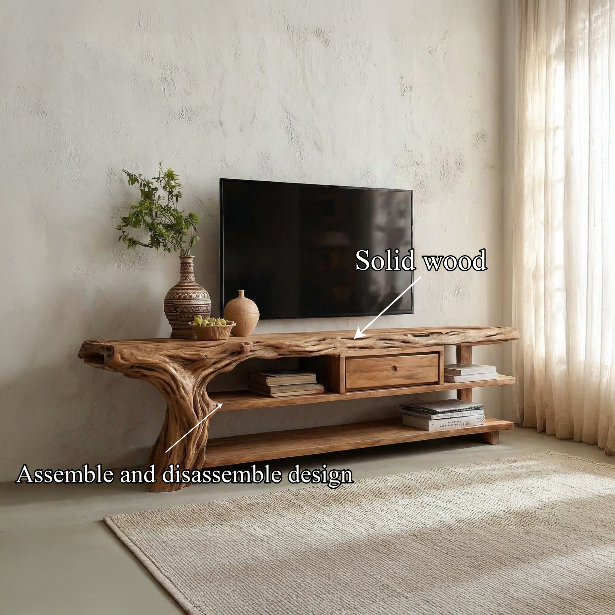 Rustic TV Stand Console For Living Room And Family Area