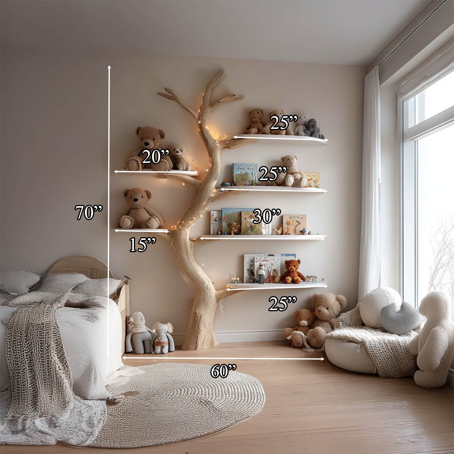 Midcentury Tree Bookcase Nursery Bedroom