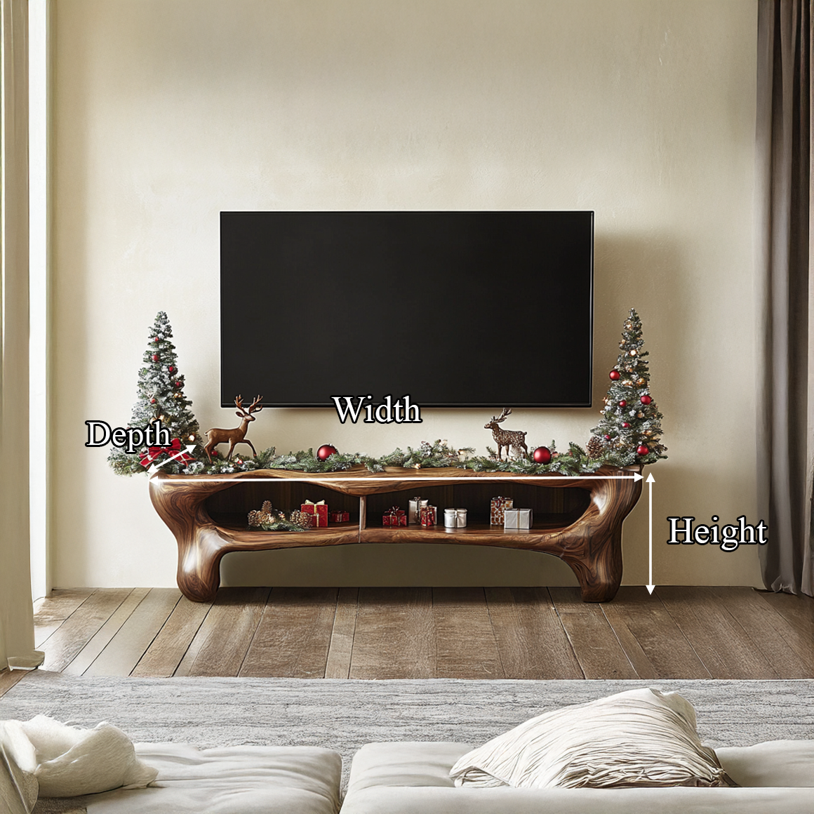 Rustic Christmas TV Cabinet Festive Living Room