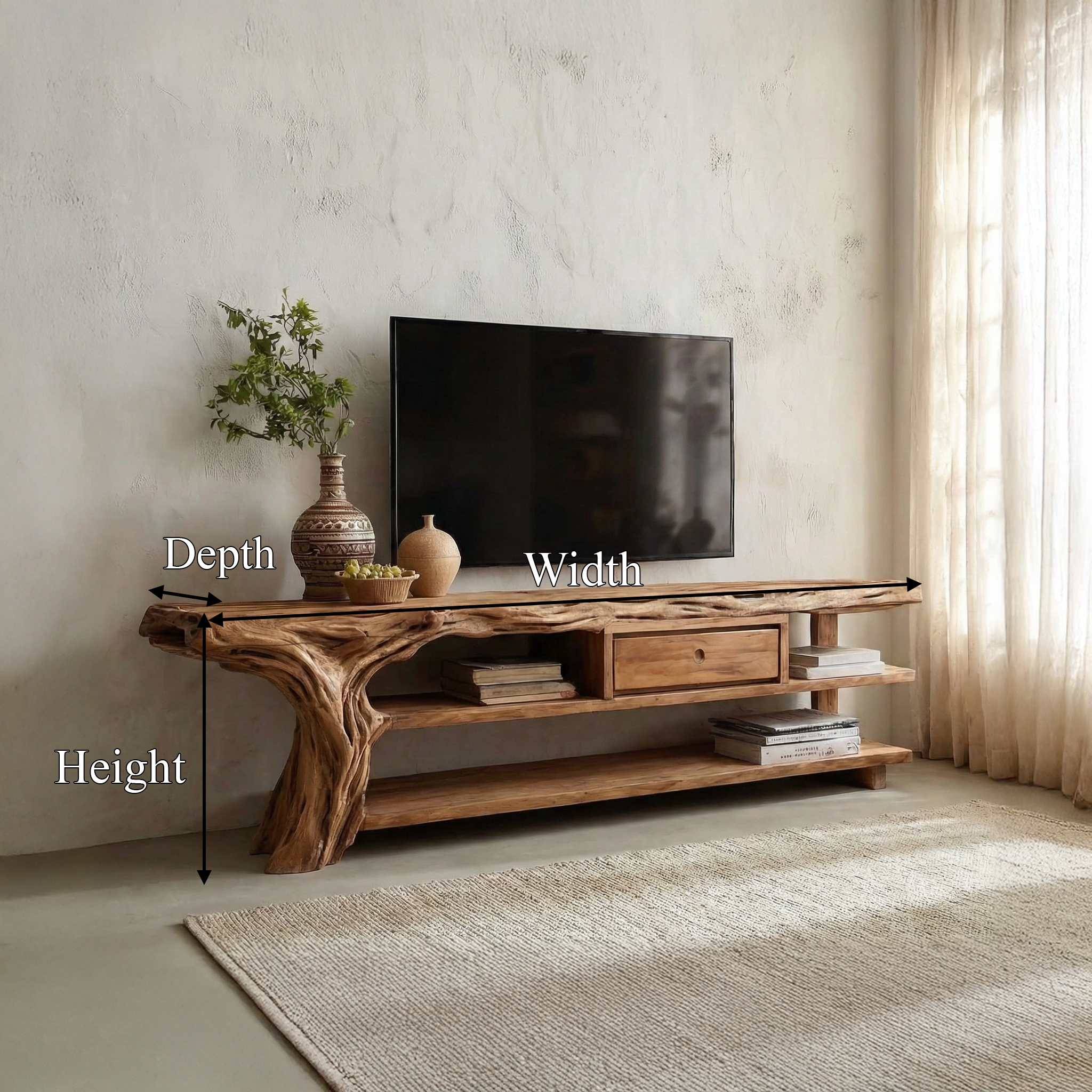 Rustic TV Stand Console For Living Room And Family Area