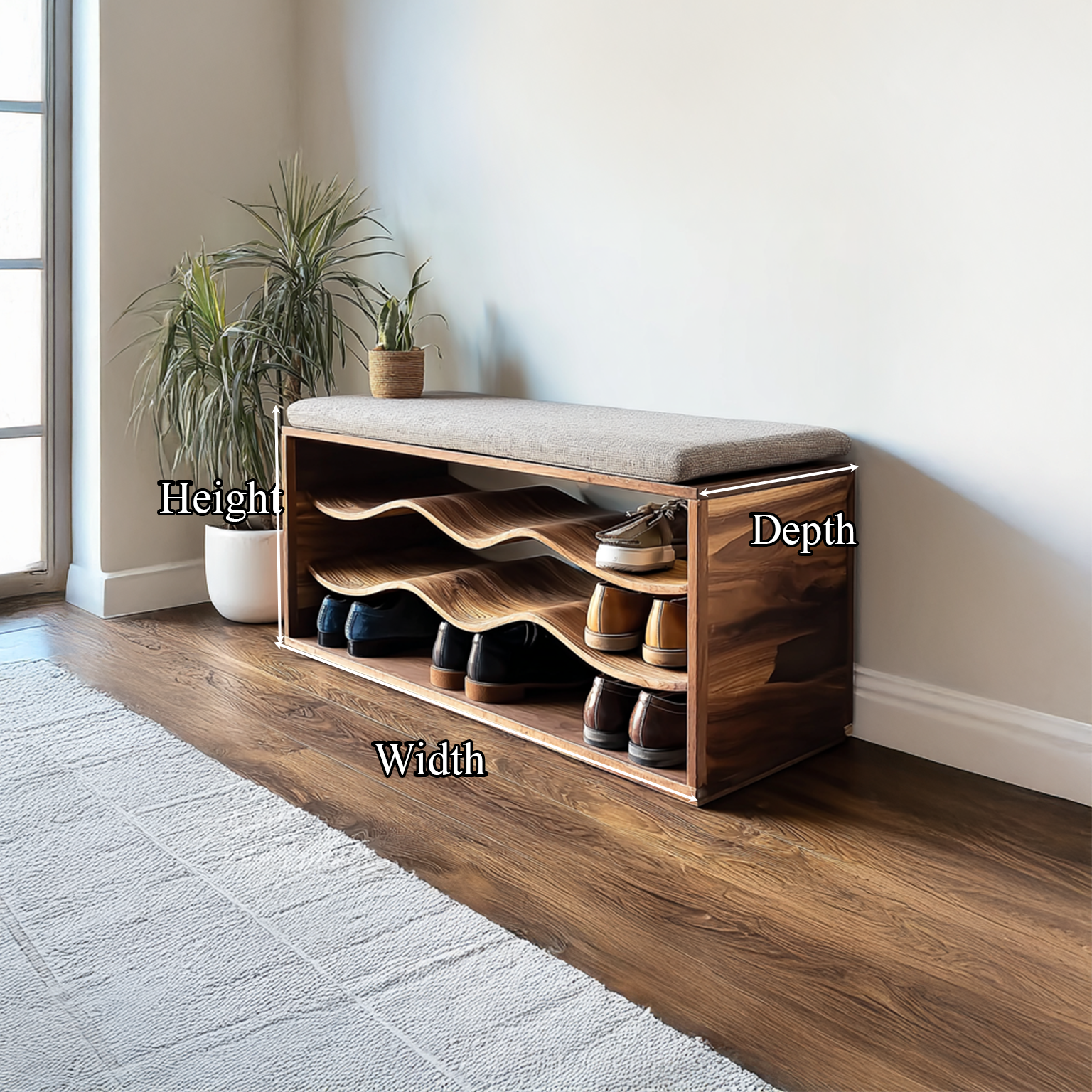 Midcentury Shoe Rack Bench Entryway