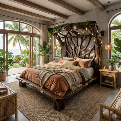 Rustic Tree Bed Modern Bedroom