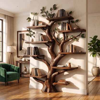 Sculptural Tree Wall Bookshelf For Living Room