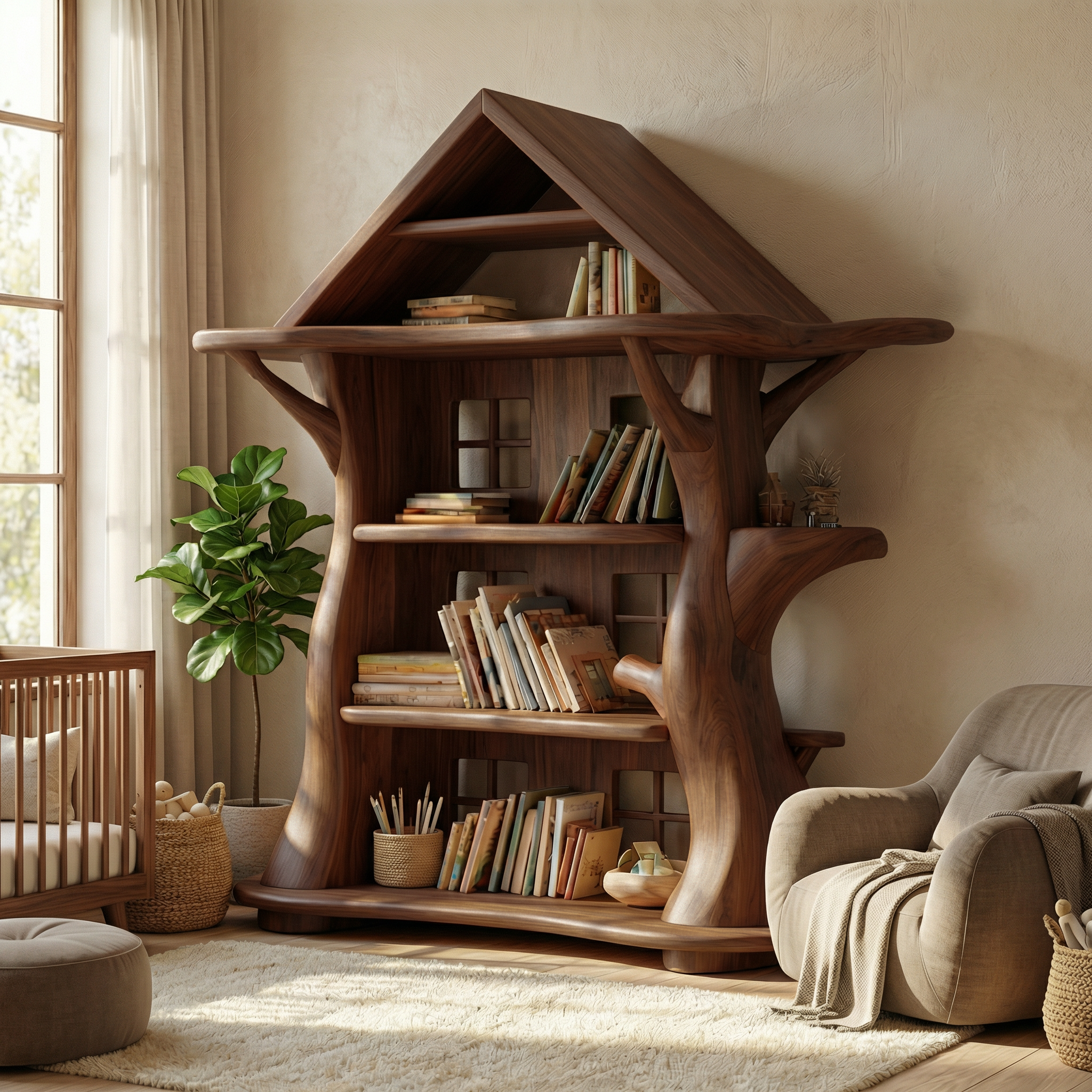 Montessori Tree House Bookshelf For Kids Room And Playroom