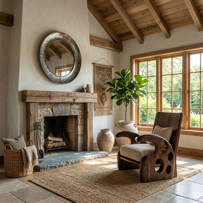 Organic Wooden Armchair For Reading Corner And Living Room