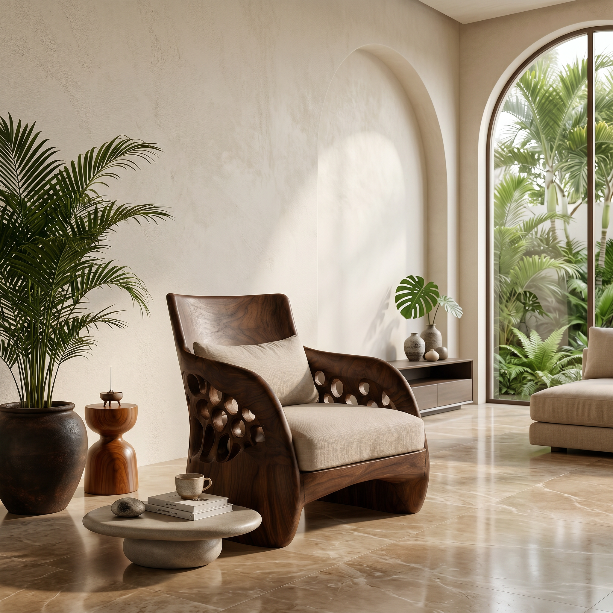 Contemporary Organic Accent Chair For Living Room