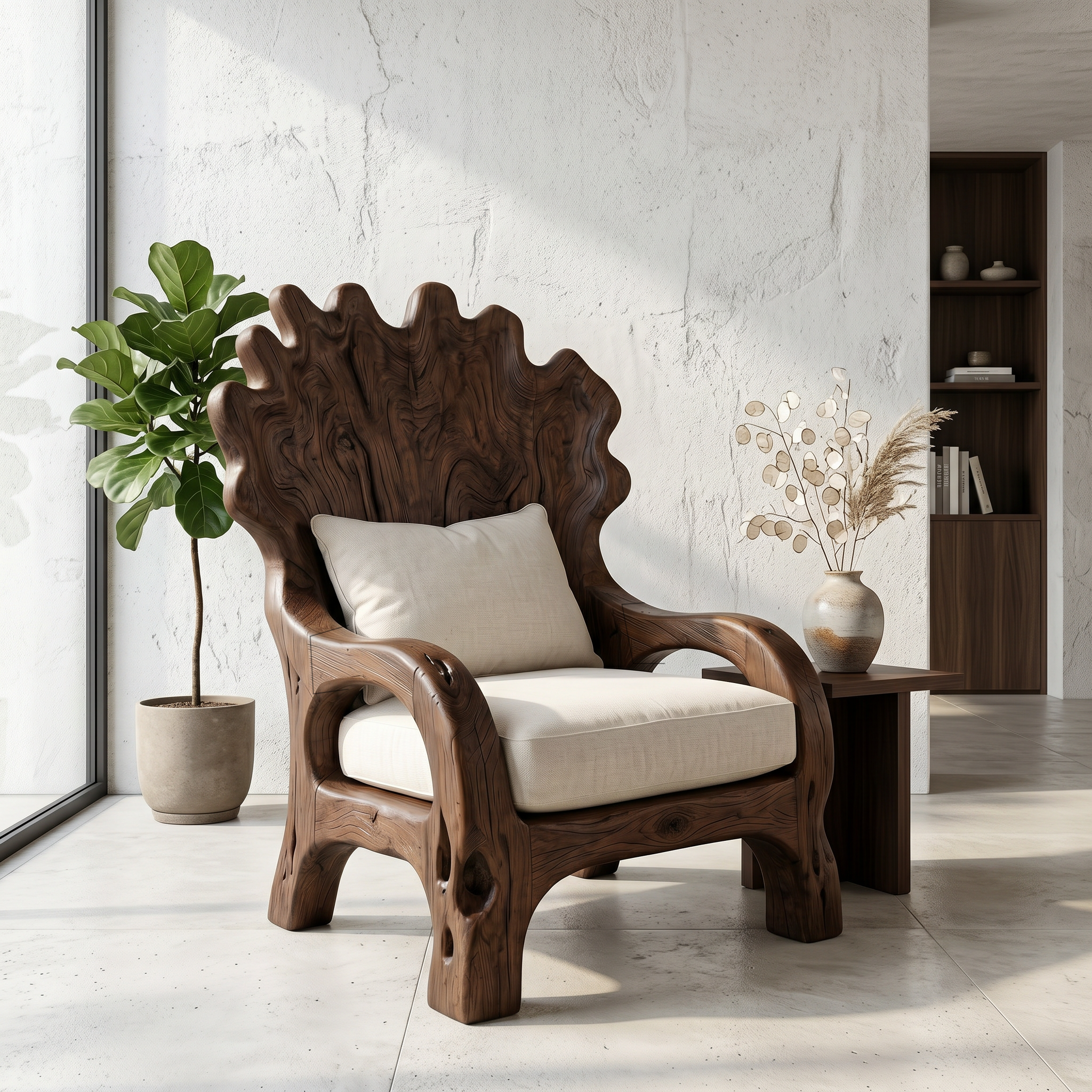 Handcrafted Wooden Lounge Chair For Living Room And Reading Nook