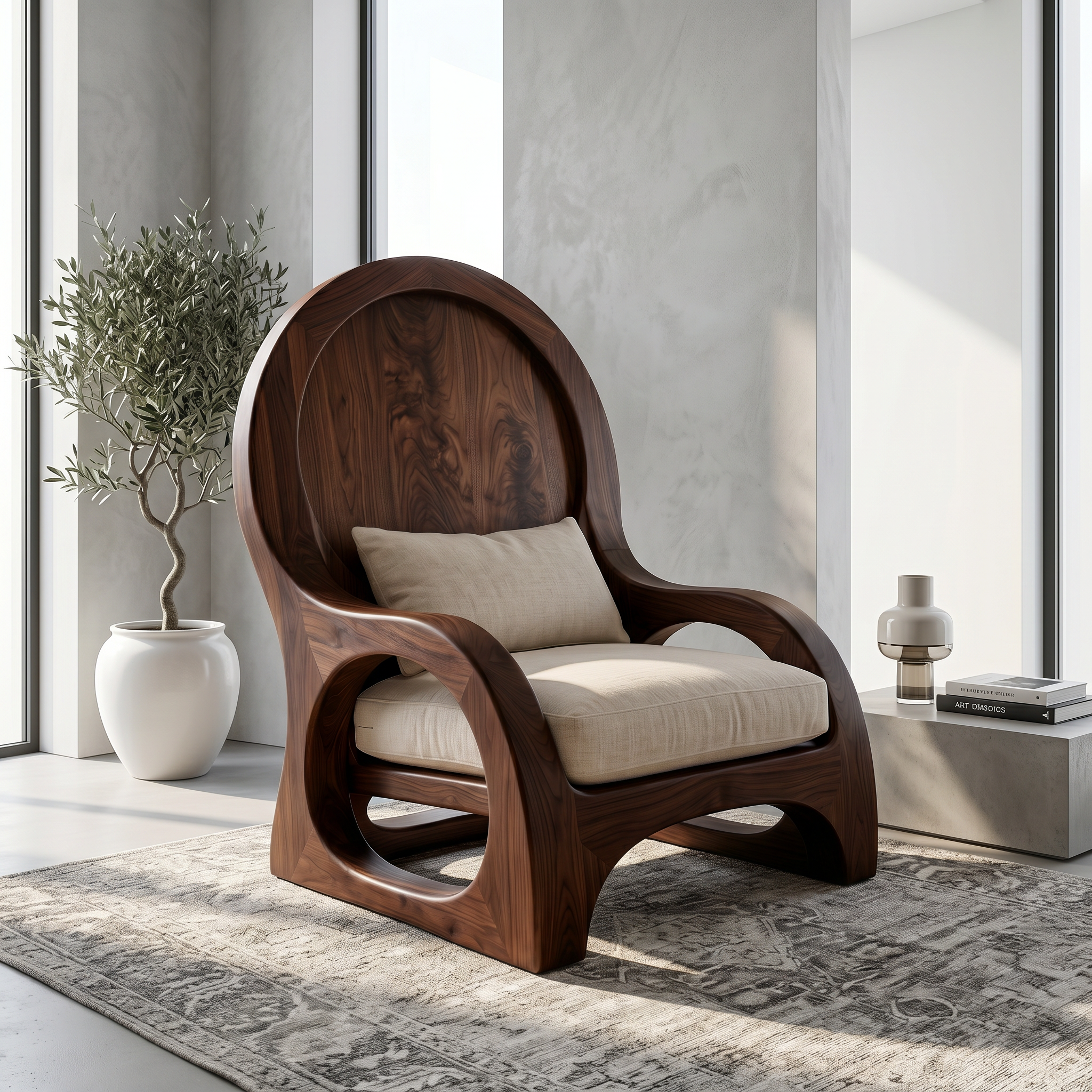 Organic Wooden Accent Chair For Living Room