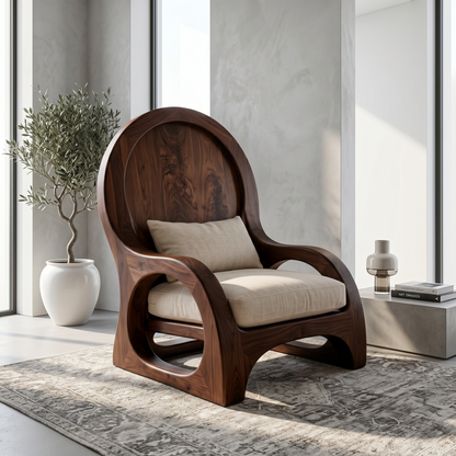 Organic Wooden Accent Chair For Living Room