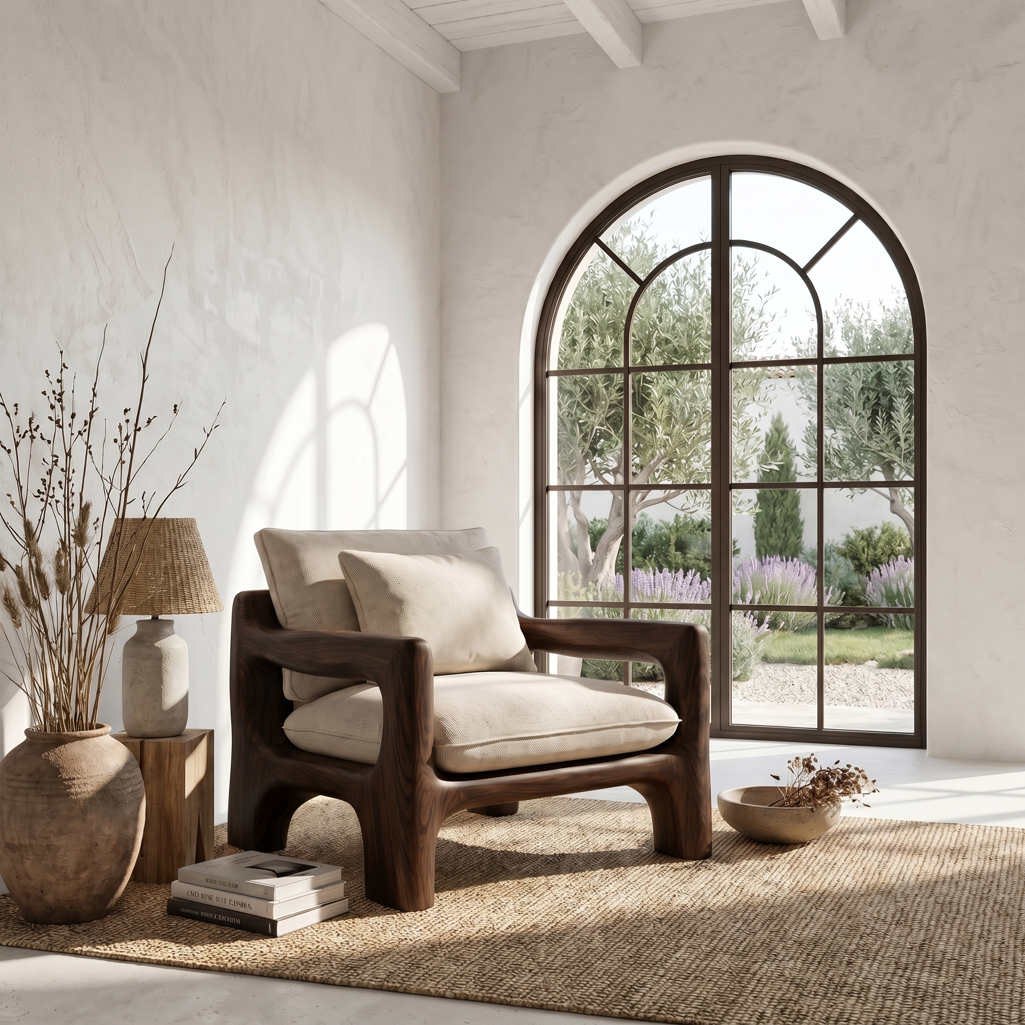 Rustic Organic Accent Chair For Living Room Statement Seating