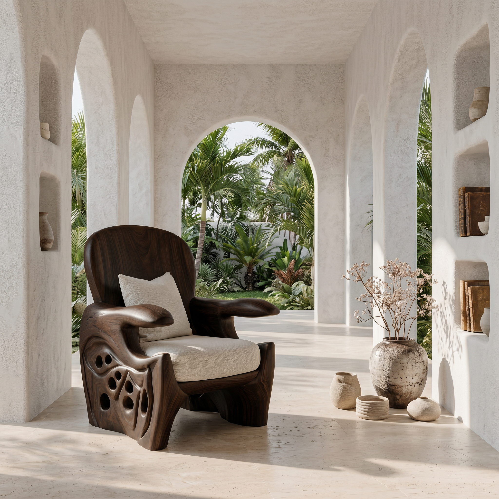 Rustic Wooden Armchair For Living Room Lounge Seating And Home Decor