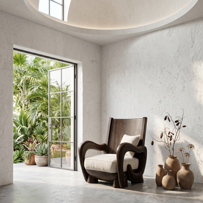 Scandinavian Wooden Armchair For Living Room Cozy Lounge Seating