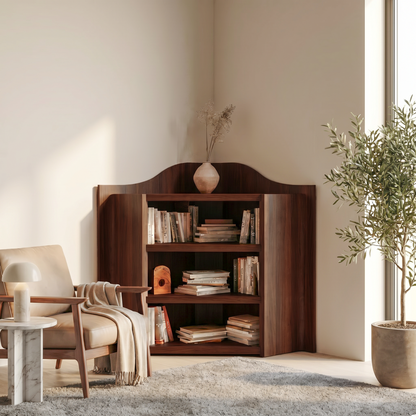 Natural Wooden Bookshelf With Open Shelves And Simple Storage Design For Living Room And Bedroom