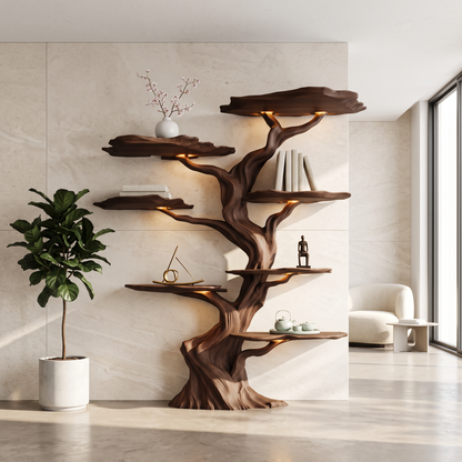 Modern Tree Bookshelf Wood Handmade Natural Gift