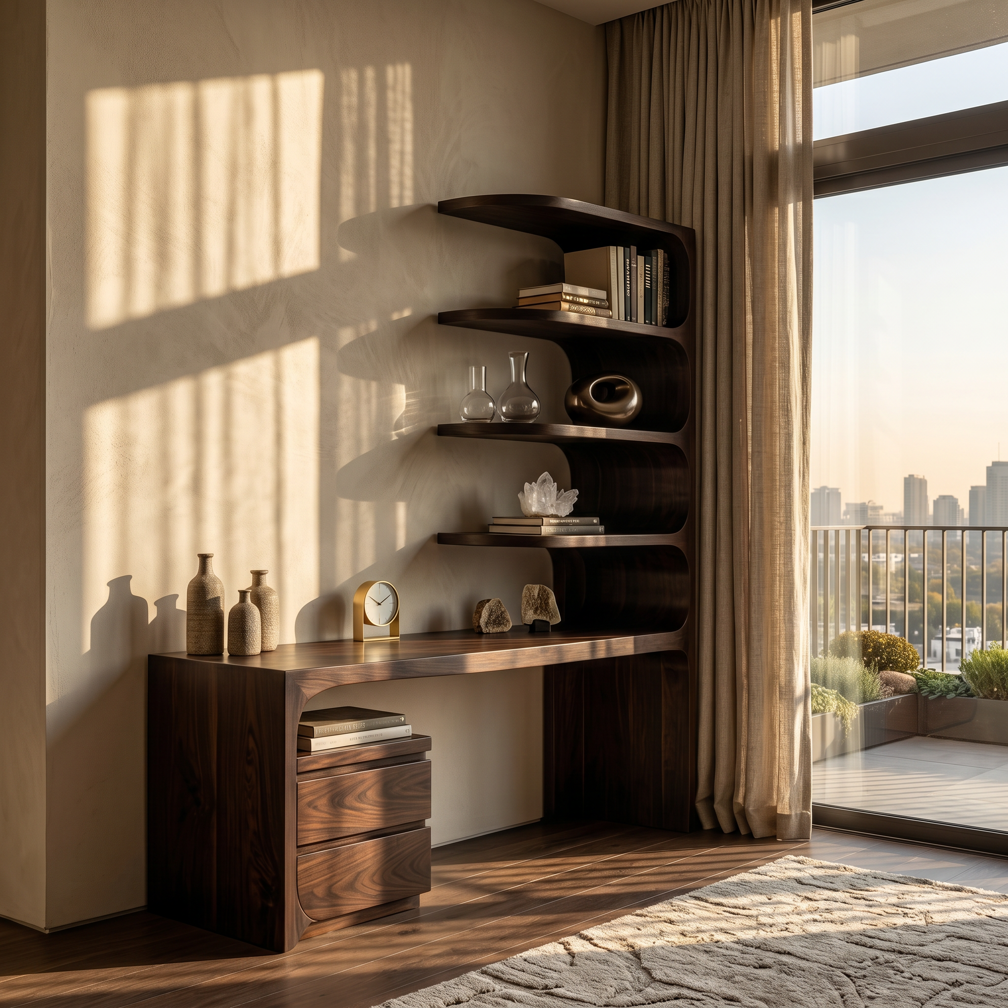 Scandinavian Writing Desk With Integrated Storage Hutch For Bedroom And Workspace
