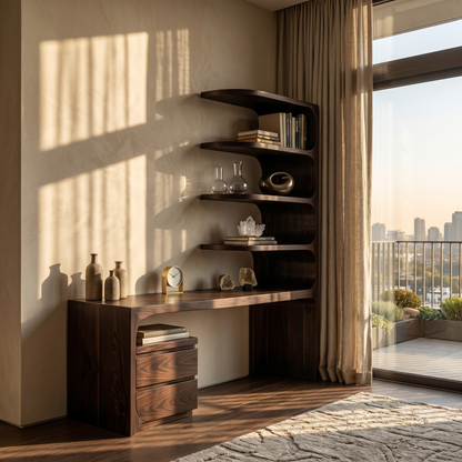 Scandinavian Writing Desk With Integrated Storage Hutch For Bedroom And Workspace