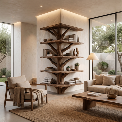 Organic Modern Tree Bookcase With Artistic Branch Frame For Home Office