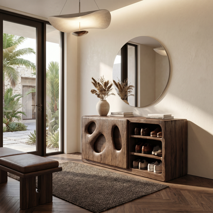Organic Modern Shoe Cabinet Artistic Storage Design For Hallway