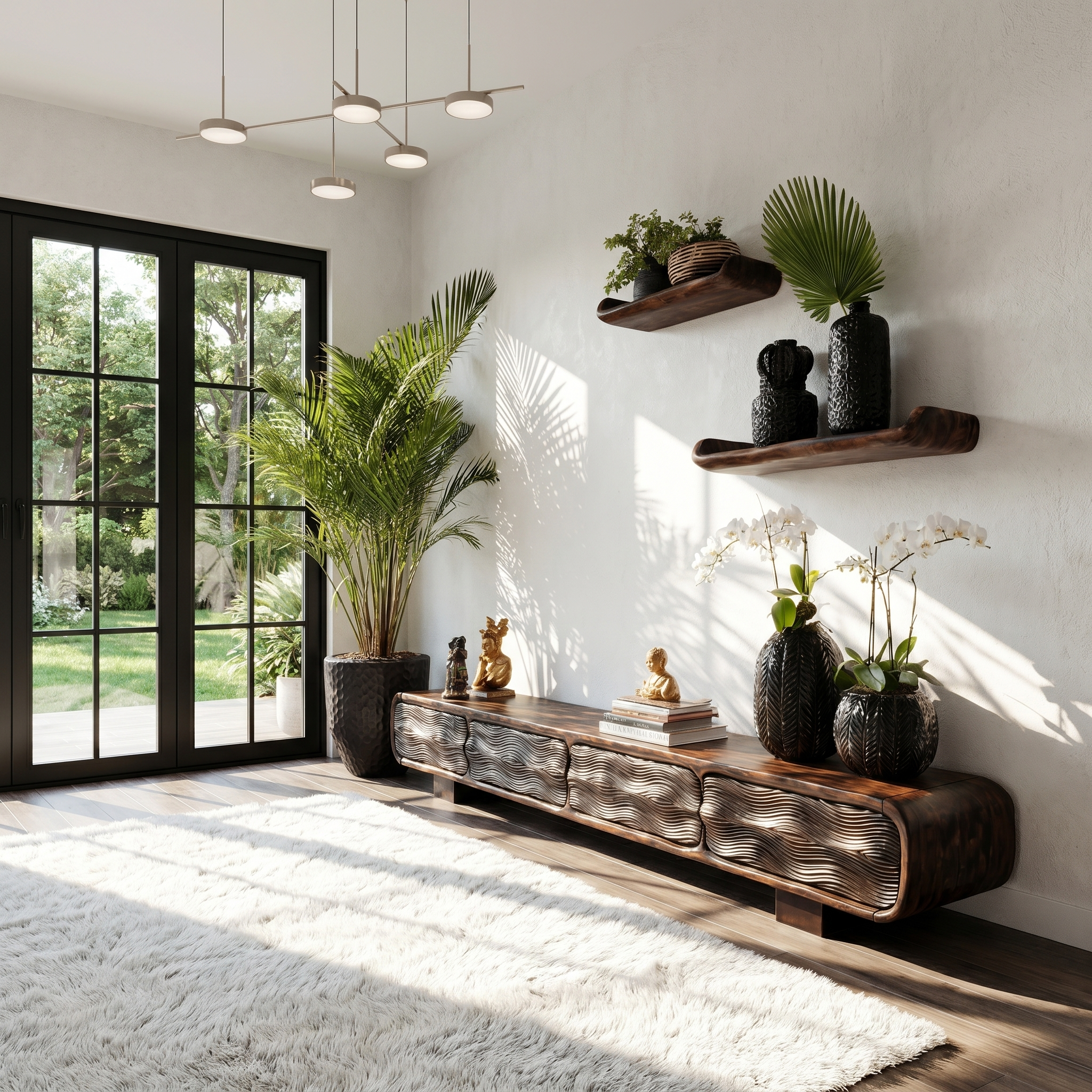 Rustic TV Cabinet Handcrafted Wood Storage Design For Living Room Entertainment Space