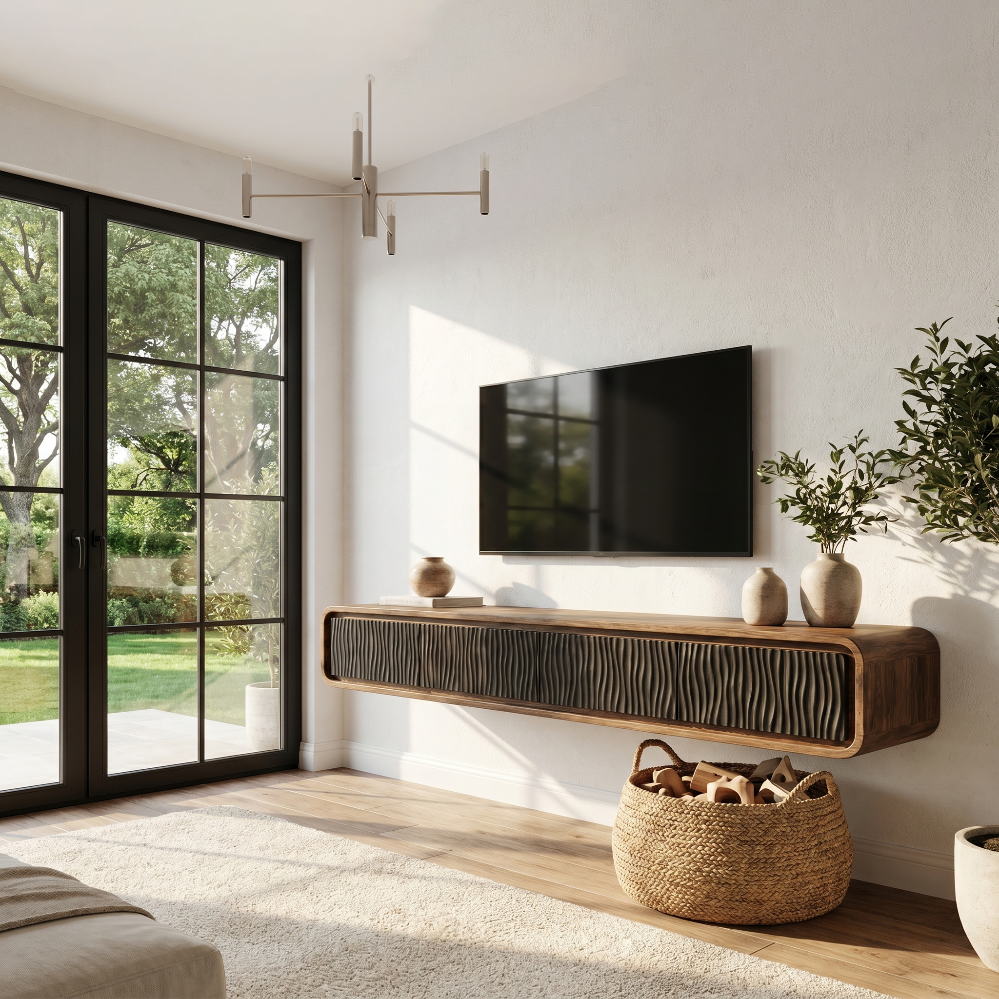 Organic Modern Wall Mounted TV Cabinet Living Room