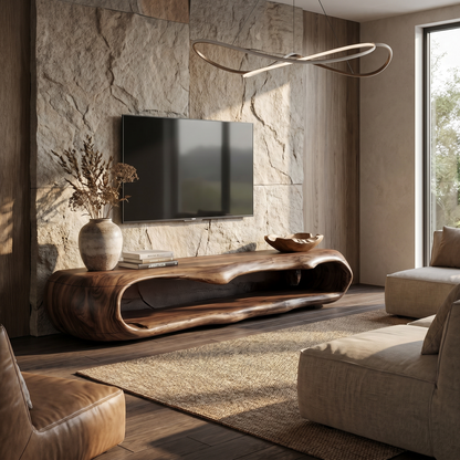 Sculptural TV Cabinet Nature Inspired Artistic Design For Living Room