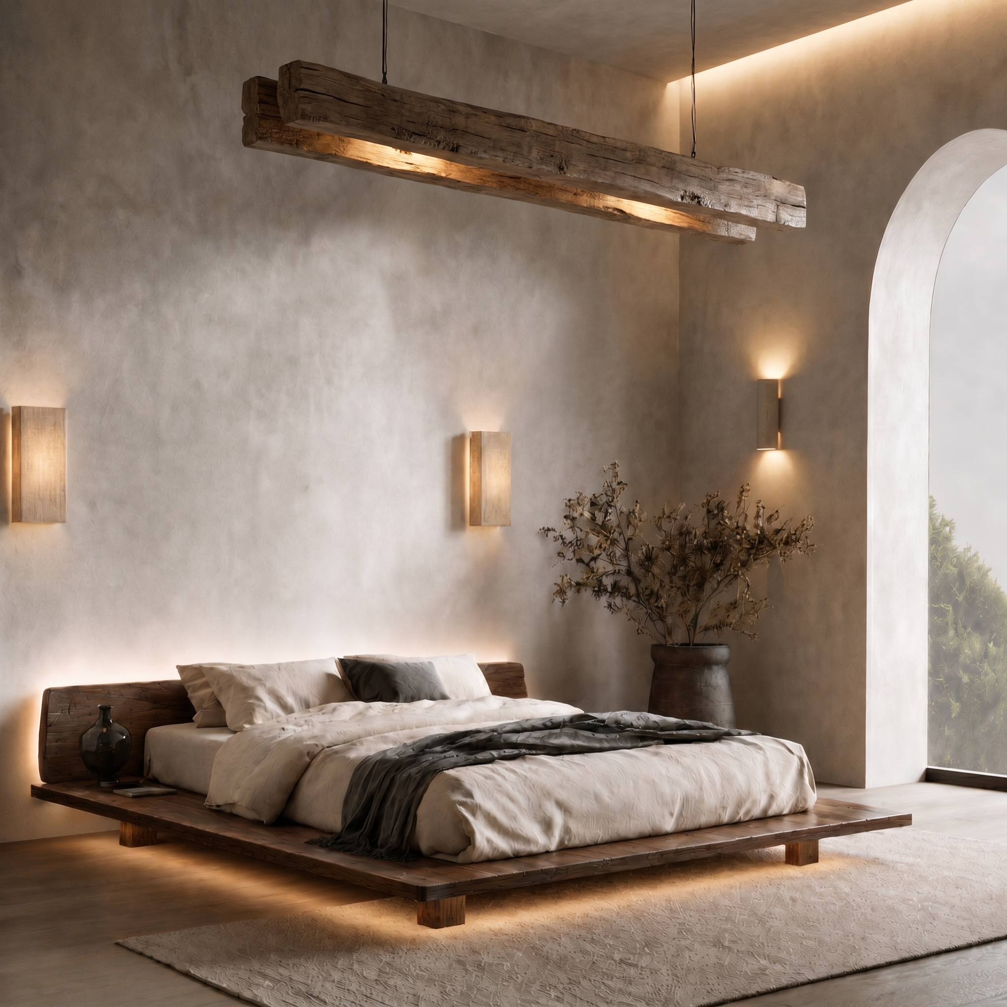 Modern Platform Bed Frame With Floating Design And Headboard For Bedroom