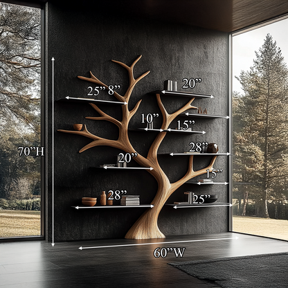Rustic Wide Tree Bookshelf Home Office Or Living Room Storage