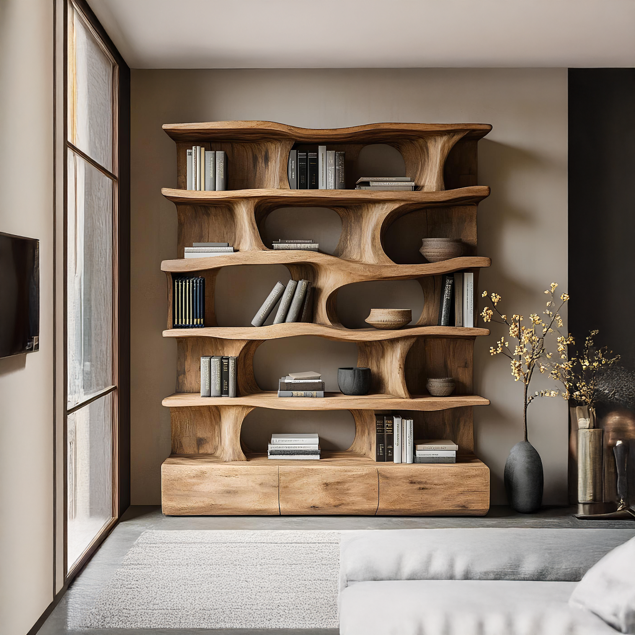 Modern Bookshelf Wall Storage Living Room