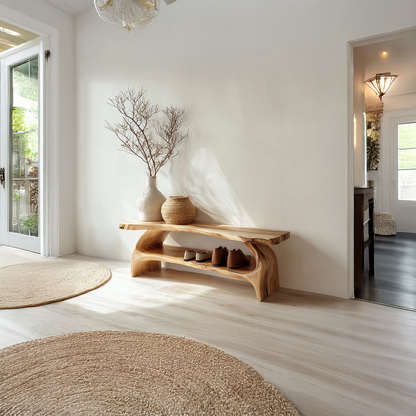 Rustic Entryway Shoe Bench Living Room