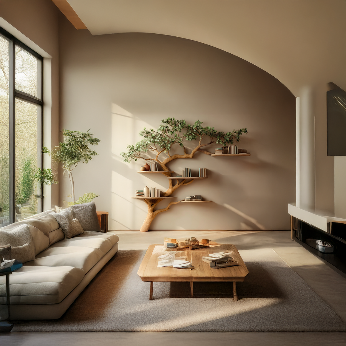 Midcentury Tree Bookshelf Living Bedroom