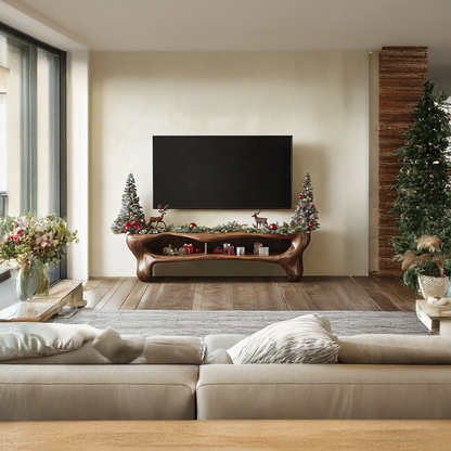 Rustic Christmas TV Cabinet Festive Living Room