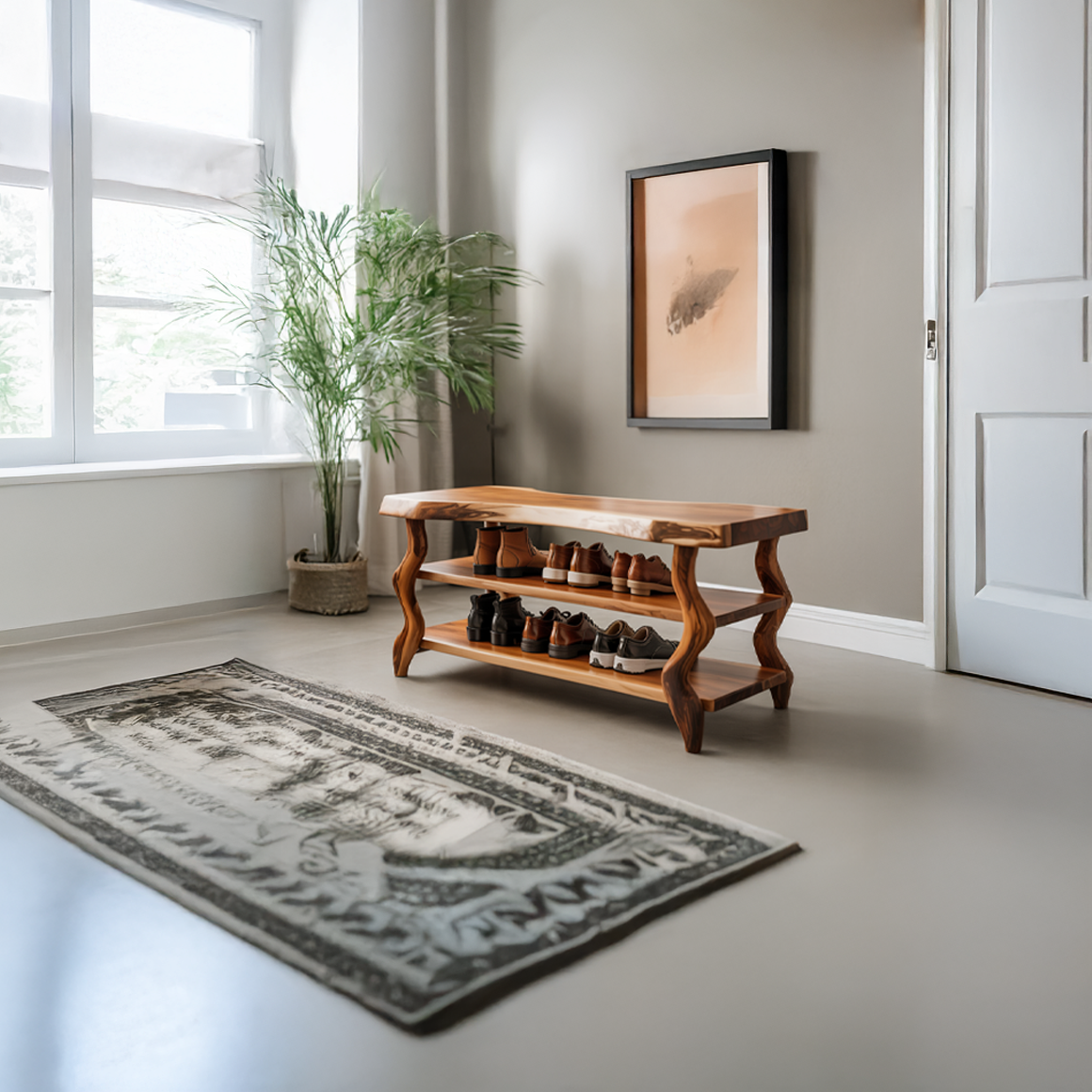 Artisan Rustic Shoe Bench Hallway And Living Room