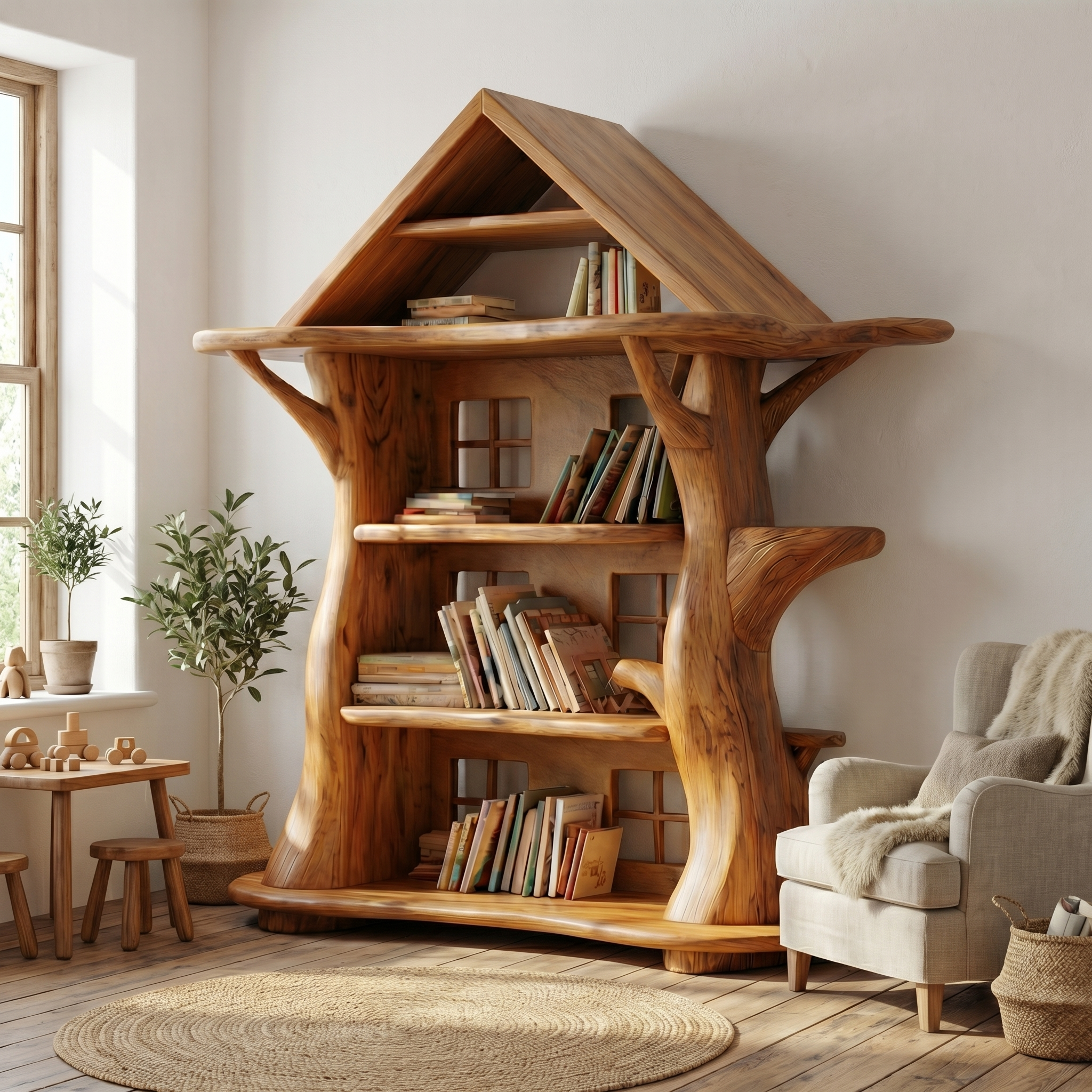Montessori Tree House Bookshelf For Kids Room And Playroom