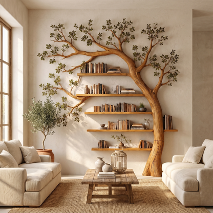 Rustic Tree Bookshelf Reading Corner Home Office Library Display