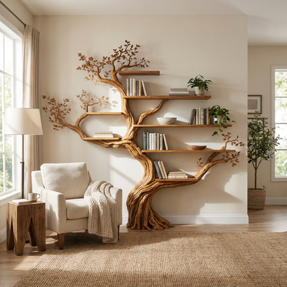 Modern Organic Living Room Interior Flowing Sculptural Wall Feature