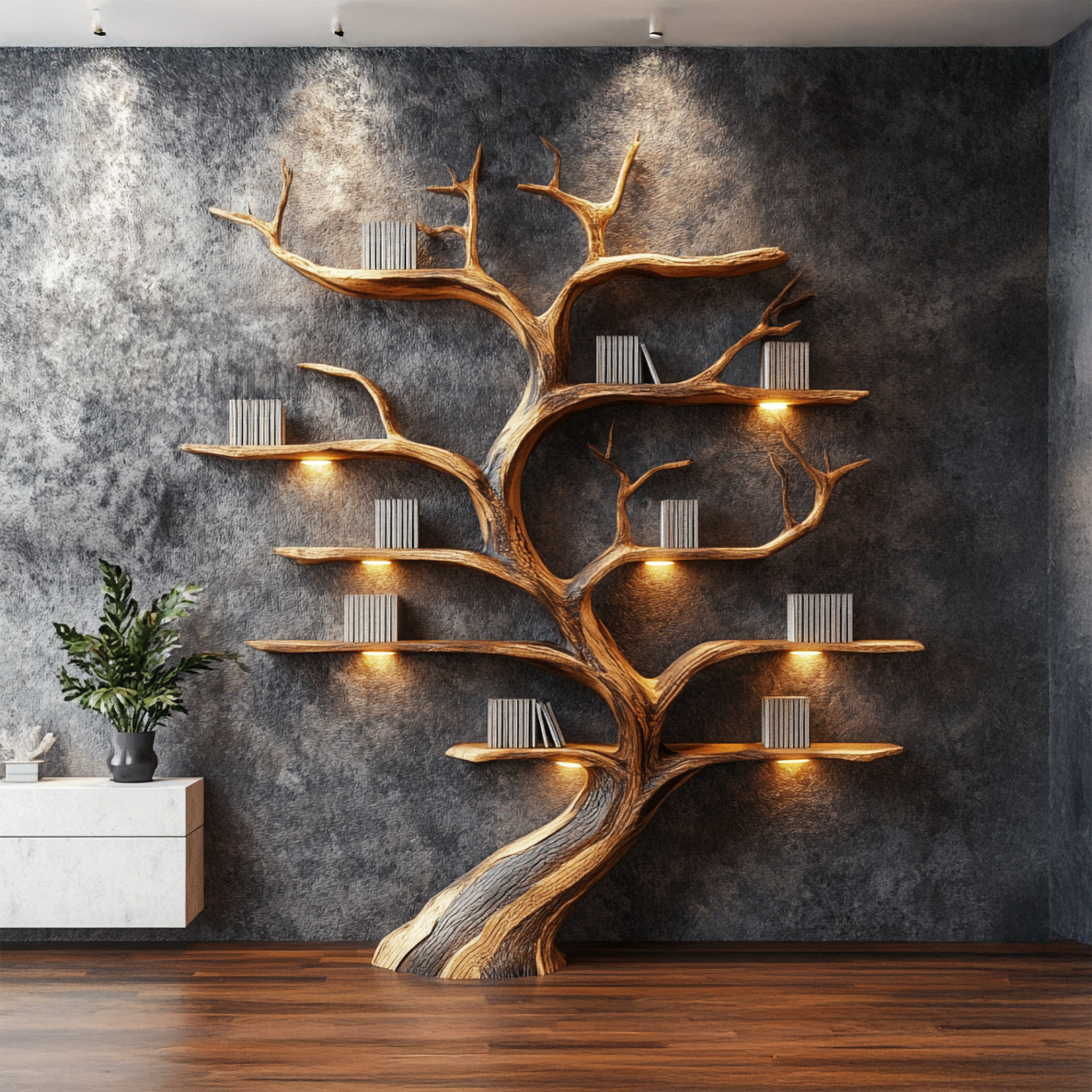 Rustic Tree Shelf Handmade Wood Wall Mounted Gift