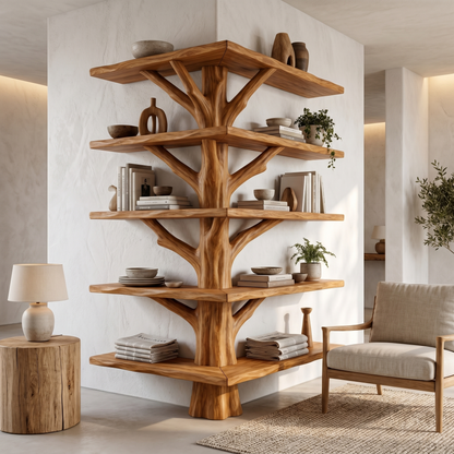 Organic Modern Tree Bookcase With Artistic Branch Frame For Home Office