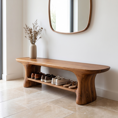 Modern Shoe Organizer Bench With Multi Tier Storage