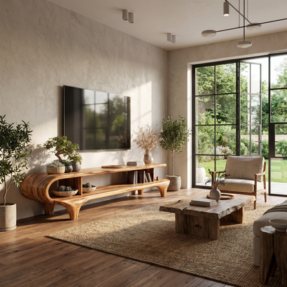 Contemporary TV Cabinet Organic Curved Framework For Living Room